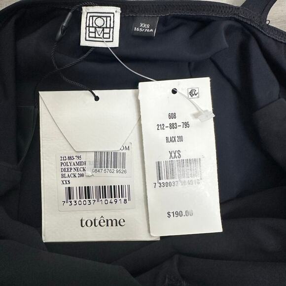 NWT Toteme Deep Neck One Piece Swimsuit Women's Black Size XXS 2X-Small - Picture 7 of 8